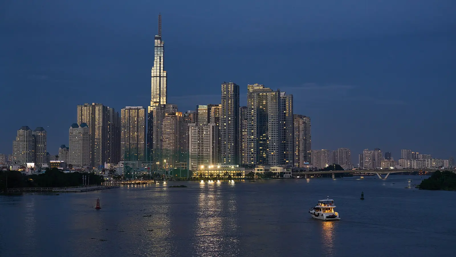 Saigon skyline at blue hour, Ho Chi Minh City